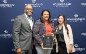 VP Nina Rodriguez Gonser, 2024 CREY Winner Kimberly Payne and President Brian O. Hemphill at the April 5th luncheon.